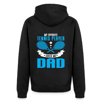 Tennis Player - Unisex Premium Bio Zip Hoodie - Schwarz - Hinten - Nico (187cm)