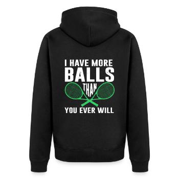 Tennis Player - Unisex Premium Bio Zip Hoodie - Schwarz - Hinten - Nico (187cm)