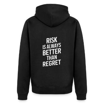 Risk is always better than regret - Unisex Premium Organic Zip Hoodie - black - Back - Nico (187cm)
