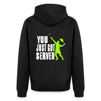 Tennis Player - Unisex Premium Bio Zip Hoodie - Schwarz - Hinten - Nico (187cm)