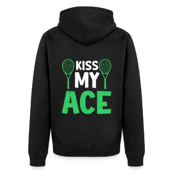 Tennis Player - Unisex Premium Bio Zip Hoodie - Schwarz - Hinten - Nico (187cm)