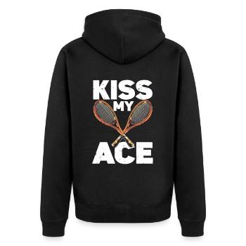 Tennis Player - Unisex Premium Bio Zip Hoodie - Schwarz - Hinten - Nico (187cm)
