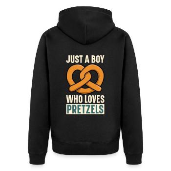 Bretzel Brezeln Bäcker Backwaren - Unisex Premium Bio Zip Hoodie - Schwarz - Hinten - Nico (187cm)