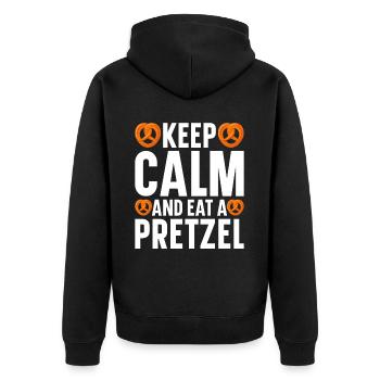 Bretzel Brezeln Bäcker Backwaren - Unisex Premium Bio Zip Hoodie - Schwarz - Hinten - Nico (187cm)