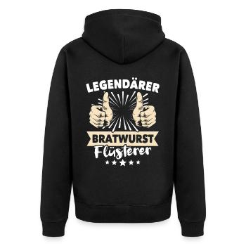 Bratwurst sayings - Unisex Premium Organic Zip Hoodie - black - Back - Nico (187cm)