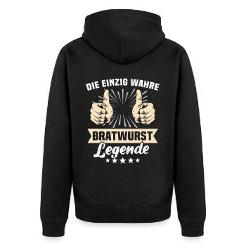 Bratwurst sayings - Unisex Premium Organic Zip Hoodie - black - Back - Nico (187cm)