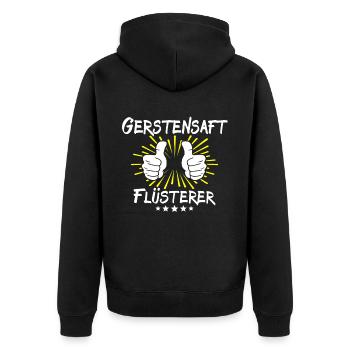 Barley Juice Saying - Unisex Premium Organic Zip Hoodie - black - Back - Nico (187cm)