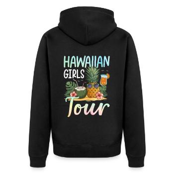 Hawaiian Girls Tour - Unisex Premium Bio Zip Hoodie - Schwarz - Hinten - Nico (187cm)