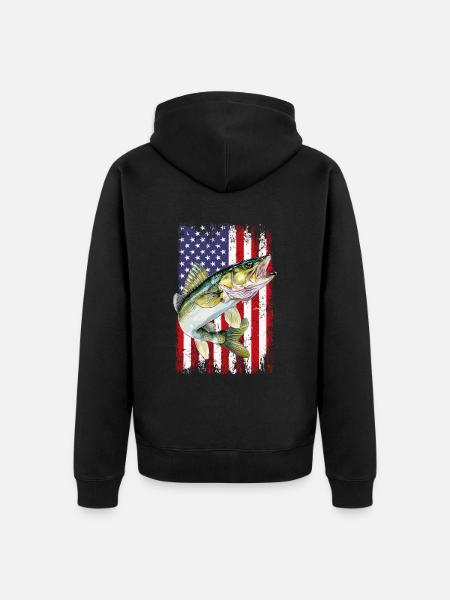 Walleye camo American flag - Unisex Premium Bio Zip Hoodie - Schwarz