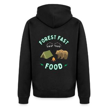 Forest Fast Food for Bear - Camping and outdoor - Unisex Premium Organic Zip Hoodie - black - Back - Nico (187cm)