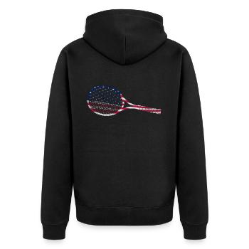 Raquette de joueur de tennis drôle - Veste à capuche bio Premium Unisexe - noir - Dos - Nico (187cm)