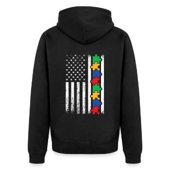 Autisme - Veste à capuche bio Premium Unisexe - noir - Dos - Nico (187cm)