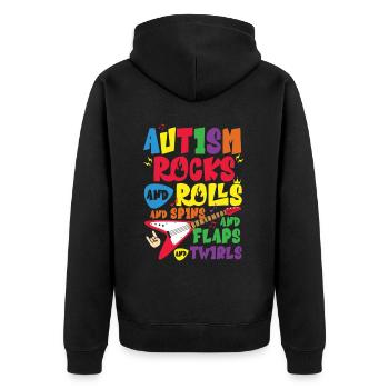 Autismus Awareness Day Autist Geschenk - Unisex Premium Bio Zip Hoodie - Schwarz - Hinten - Nico (187cm)