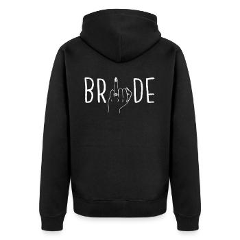Spinster - Unisex Premium Organic Zip Hoodie - black - Back - Nico (187cm)