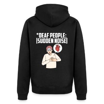Fierté des sourds ASL - Veste à capuche bio Premium Unisexe - noir - Dos - Nico (187cm)
