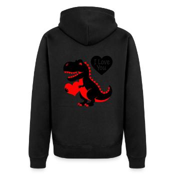 Baby-t-rex à contraste élevé - Veste à capuche bio Premium Unisexe - noir - Dos - Nico (187cm)
