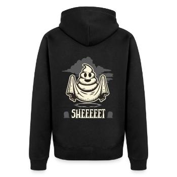 Halloween Kackhaufen Gespenst Sheet Spaß - Unisex Premium Bio Zip Hoodie - Schwarz - Hinten - Nico (187cm)