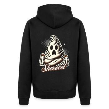 Halloween Kacke Sheet Geist Spaß - Unisex Premium Bio Zip Hoodie - Schwarz - Hinten - Nico (187cm)