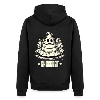 Halloween Kackhaufen Gespenst Sheet - Unisex Premium Bio Zip Hoodie - Schwarz - Hinten - Nico (187cm)