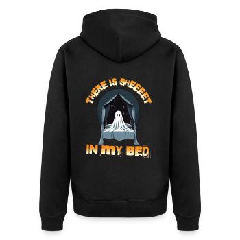 Halloween Ghost Humor in Bed - Unisex Premium Organic Zip Hoodie - black - Back - Nico (187cm)