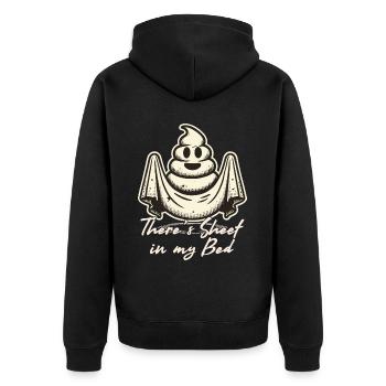 Halloween Ghost Humor in Bed - Unisex Premium Organic Zip Hoodie - black - Back - Nico (187cm)