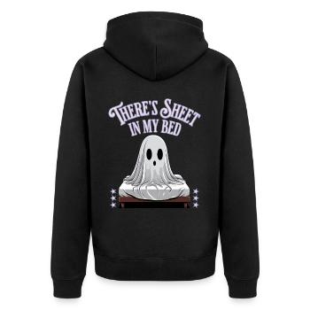 Halloween Sheet In Bed Funny Saying - Unisex Premium Organic Zip Hoodie - black - Back - Nico (187cm)
