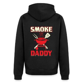 Smoke Daddy BBQ Master at the Grill - Unisex Premium Organic Zip Hoodie - black - Back - Nico (187cm)