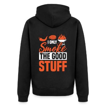 Ich Räuchere Nur Das Gute BBQ Humor Grillen - Unisex Premium Bio Zip Hoodie - Schwarz - Hinten - Nico (187cm)