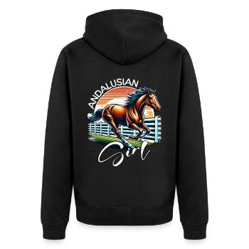 Andalusian Mädchen Andalusier - Unisex Premium Bio Zip Hoodie - Schwarz - Hinten - Nico (187cm)