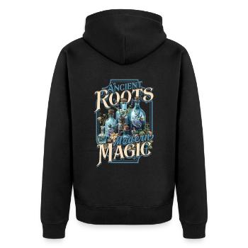Apotheker Ancient Roots Modern Magic - Unisex Premium Bio Zip Hoodie - Schwarz - Hinten - Nico (187cm)