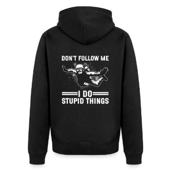 Parachute Fire Camp -Junkie -Parachutist - Unisex Premium Organic Zip Hoodie - black - Back - Nico (187cm)