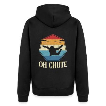 Parachute Fire Camp -Junkie -Parachutist - Unisex Premium Organic Zip Hoodie - black - Back - Nico (187cm)