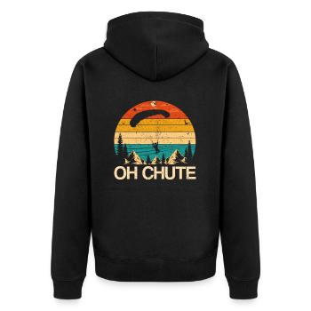 Parachute Fire Camp -Junkie -Parachutist - Unisex Premium Organic Zip Hoodie - black - Back - Nico (187cm)