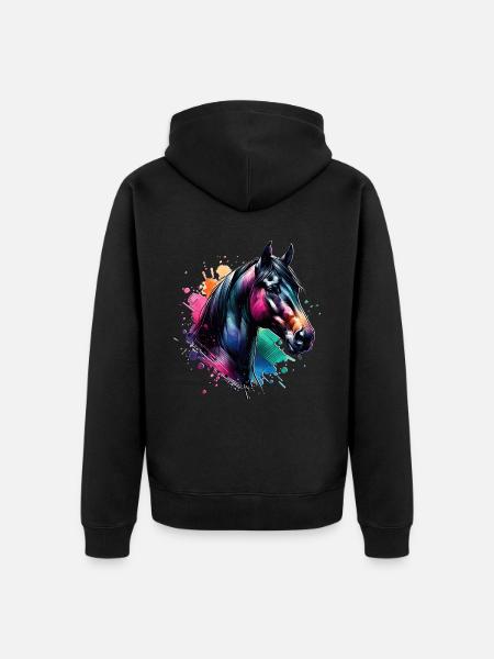 Andalusier Motiv Pferd - Unisex Premium Bio Zip Hoodie - Schwarz