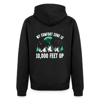 Parachute Fire Camp -Junkie -Parachutist - Unisex Premium Organic Zip Hoodie - black - Back - Nico (187cm)