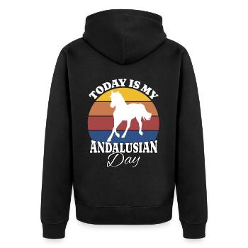 Andalusier Andalusian - Unisex Premium Bio Zip Hoodie - Schwarz - Hinten - Nico (187cm)