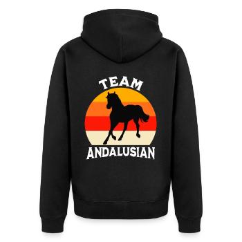 Team Andalusier - Unisex Premium Bio Zip Hoodie - Schwarz - Hinten - Nico (187cm)