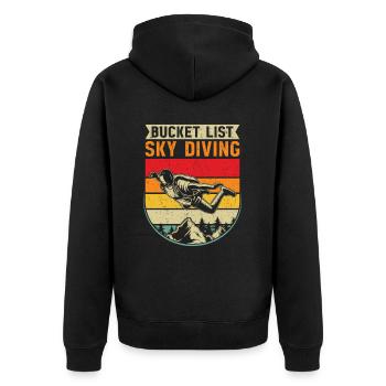Parachute Fire Camp -Junkie -Parachutist - Unisex Premium Organic Zip Hoodie - black - Back - Nico (187cm)