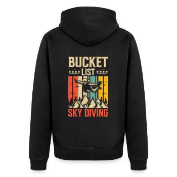 Parachute Fire Camp -Junkie -Parachutist - Unisex Premium Organic Zip Hoodie - black - Back - Nico (187cm)