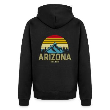 Arizona State Sedona Phoenix Grand Canyon AZ - Unisex Premium Organic Zip Hoodie - black - Back - Nico (187cm)