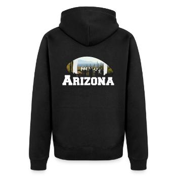 Arizona State Sedona Phoenix Grand Canyon AZ - Unisex Premium Organic Zip Hoodie - black - Back - Nico (187cm)