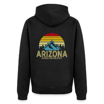 Arizona State Sedona Phoenix Grand Canyon AZ - Unisex Premium Organic Zip Hoodie - black - Back - Nico (187cm)