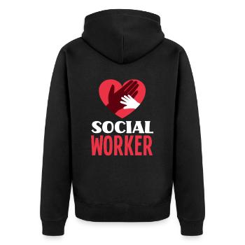 Travail social Coeur Main - Veste à capuche bio Premium Unisexe - noir - Dos - Nico (187cm)