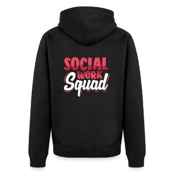 Social Work Squad - Unisex Premium Bio Zip Hoodie - Schwarz - Hinten - Nico (187cm)
