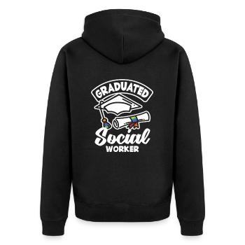 Travailleur social diplômé Stolz - Veste à capuche bio Premium Unisexe - noir - Dos - Nico (187cm)