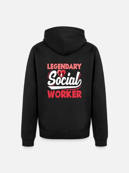 Legendary social worker - Unisex Premium Organic Zip Hoodie - black
