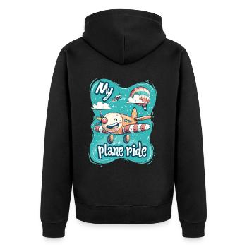 Meine Erste Flugreise Erstes Mal Fliegen - Unisex Premium Bio Zip Hoodie - Schwarz - Hinten - Nico (187cm)