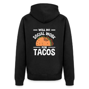 Travail social pour les amateurs de tacos - Veste à capuche bio Premium Unisexe - noir - Dos - Nico (187cm)