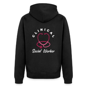 Klinischer Sozialarbeiter - Unisex Premium Bio Zip Hoodie - Schwarz - Hinten - Nico (187cm)