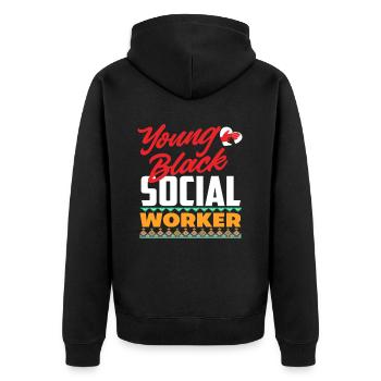 Jeunes travailleurs sociaux noirs - Veste à capuche bio Premium Unisexe - noir - Dos - Nico (187cm)